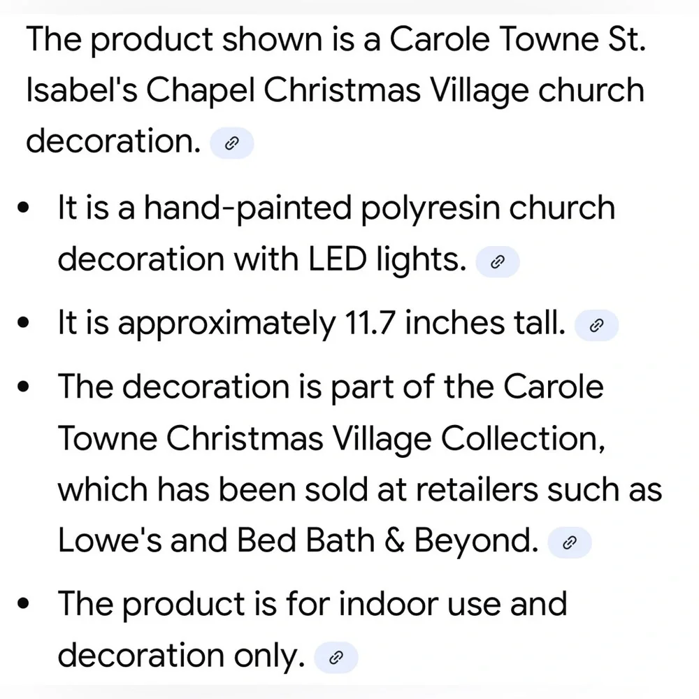 Carole Towne-Isabel’s Chapel Gray Charming Stone Holiday Light Up Church GUC